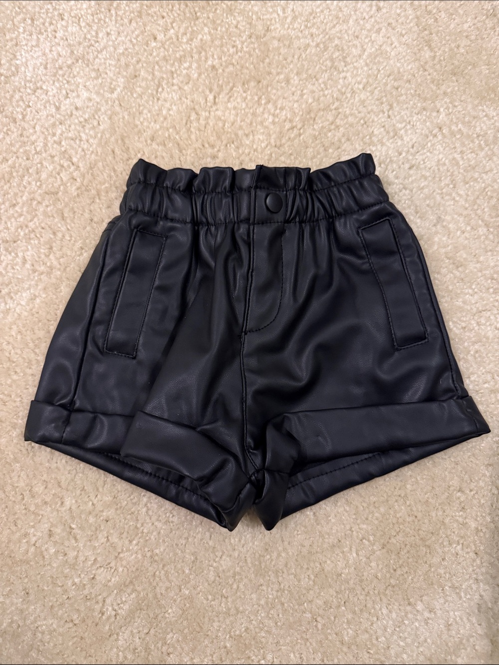 ZARA Faux Leather Paperbag Shorts Black Girls 18-24M